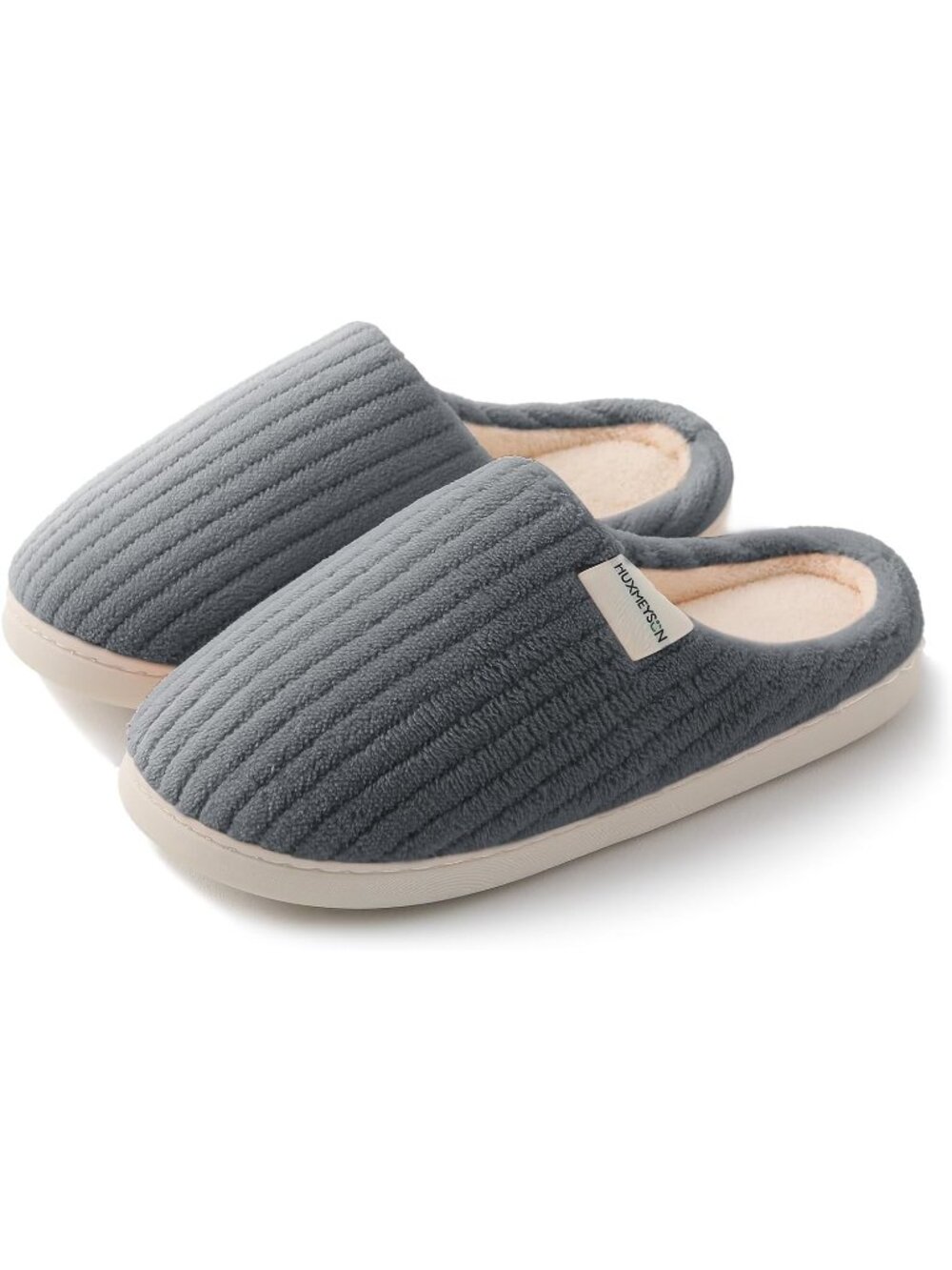 Women's Grey Warm Anti Skid Rubber Sole Memory Foam Comfy Indoor Slippers